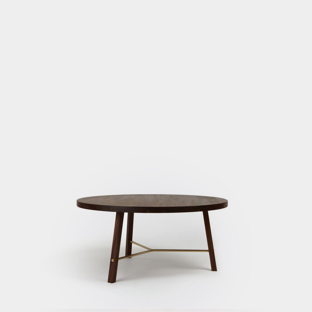 Round walnut coffee table