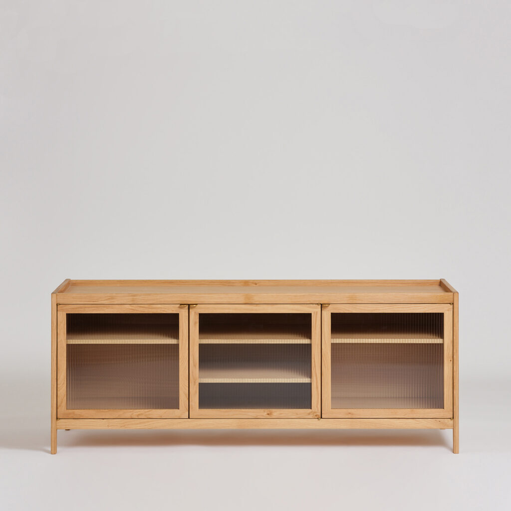 Davenport oak side board with glass