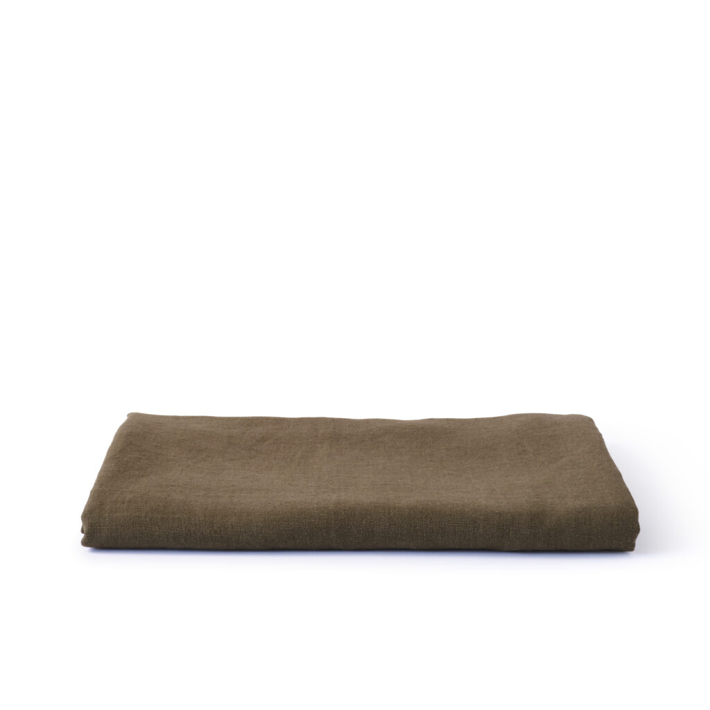 French linen tablecloth khaki green