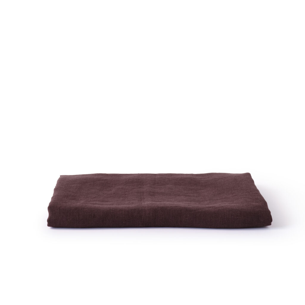 French Linen Table Cloth, Prune purple maroon burgundy