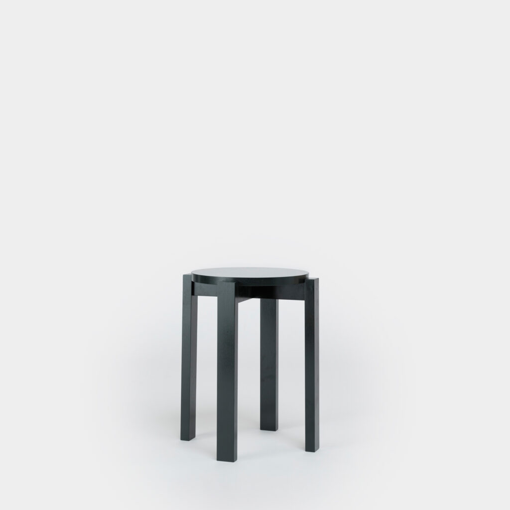 Dutch solid ash wood Green stacking low stool