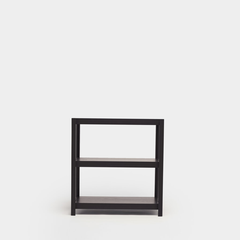 black oak veneered low shelving unit